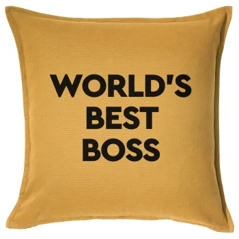 World's best boss, Μαξιλάρι καναπέ Κίτρινο 100% βαμβάκι, περιέχεται το γέμισμα (50x50cm)