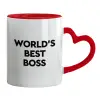 Mug heart red handle, ceramic, 330ml