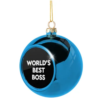 World's best boss, Blue Christmas tree ball ornament 8cm