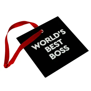 World's best boss, Στολίδι Χριστουγεννιάτικο στολίδι γυάλινο τετράγωνο 9x9cm