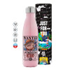 Metal mug thermos Pink Iridiscent (Stainless steel), double wall, 500ml