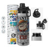 Metallic water bottle with safety cap, 850ml aluminum