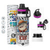 Metallic water bottle with safety lid, 850ml aluminum