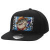 Adult Flat Snapback Hat Black, (100% COTTON TWILL, ADULT, UNISEX, ONE SIZE)