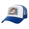 Adult Structured Trucker Hat, with Mesh, WHITE/BLUE (100% COTTON, ADULT, UNISEX, ONE SIZE)