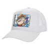 Structured Trucker Adult Hat, with Mesh, WHITE (100% COTTON, ADULT, UNISEX, ONE SIZE)
