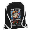 Backpack pouch GYMBAG Black, with pocket (40x48cm) & thick white cords