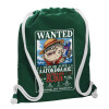 Backpack pouch GYMBAG BOTTLE GREEN, with pocket (40x48cm) & thick white cords