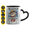 Mug heart black handle, ceramic, 330ml