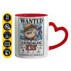 Mug heart red handle, ceramic, 330ml