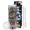 Tumbler stainless steel Silver 600ml, with metal straw & cleaning brush