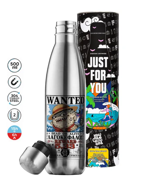 Λαγοκέφαλος Wanted Dead or Alive — Inox (Stainless steel) double-walled metal mug, 500ml