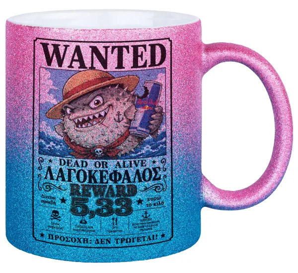 Λαγοκέφαλος Wanted Dead or Alive — Gold/blue glitter mug, ceramic, 330ml
