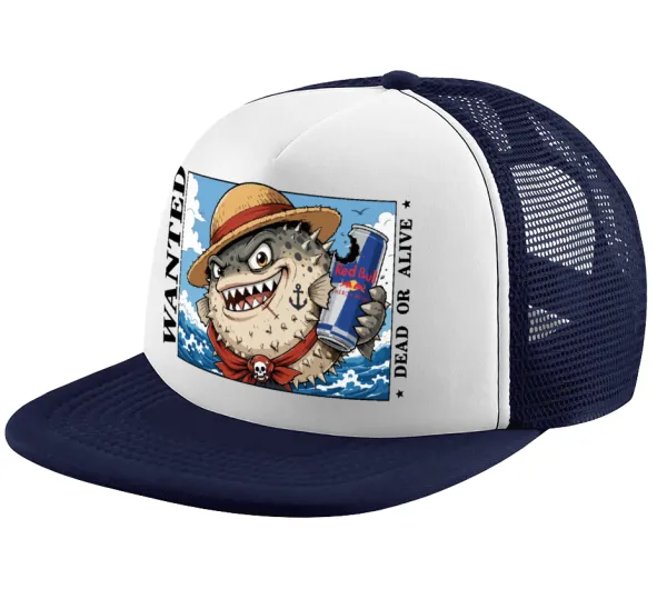 Λαγοκέφαλος Wanted Dead or Alive — Children's Soft Trucker Cap with Dark Blue/White Mesh (POLYESTER, CHILDREN, ONE SIZE)