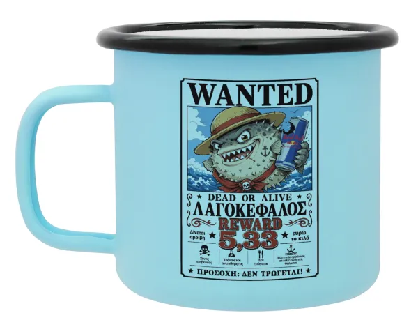 Λαγοκέφαλος Wanted Dead or Alive — Κούπα Μεταλλική εμαγιέ ΜΑΤ σιέλ 360ml