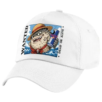 Λαγοκέφαλος Wanted Dead or Alive, 5-Panel Cap White, 100% Cotton (Twill), (UNISEX, ONE SIZE)