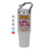 ΓΚΡΙ Travel Tumbler Θερμός με χερούλι και καλαμάκι 890ml