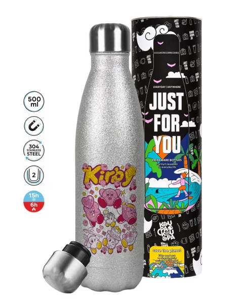 kirby — Metallic Glitter Silver Thermos Flask (Stainless steel), double-walled, 500ml