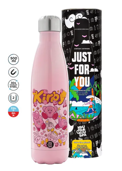 kirby — Metal mug thermos Pink Iridiscent (Stainless steel), double wall, 500ml