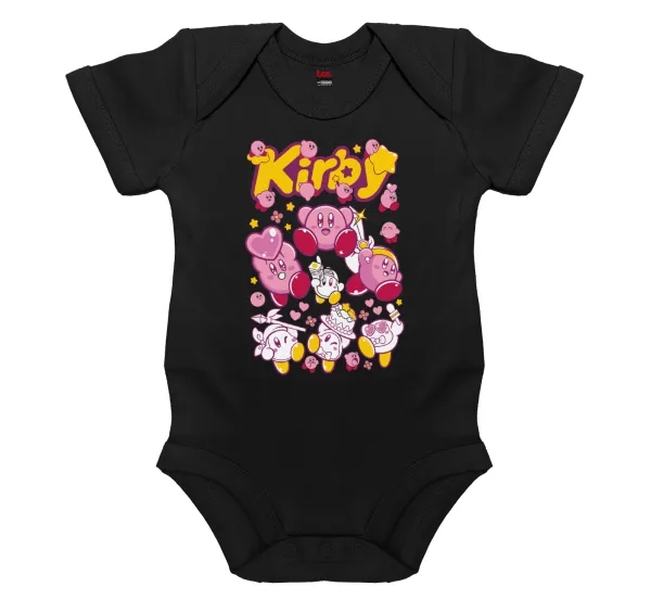 kirby — Βρεφικό φορμάκι μωρού, 0-18 μηνών, ΜΑΥΡΟ, 100% Organic Cotton, κοντομάνικο