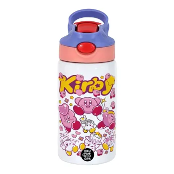 kirby, Παιδικό παγούρι θερμό, ανοξείδωτο, με καλαμάκι ασφαλείας, ροζ/μωβ (350ml)