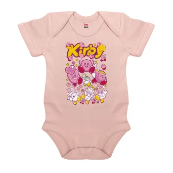 kirby, Βρεφικό φορμάκι μωρού, 0-18 μηνών, ΡΟΖ POWDER, 100% Organic Cotton, κοντομάνικο
