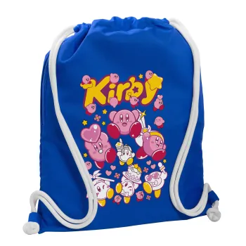 kirby, Τσάντα πλάτης πουγκί GYMBAG Μπλε, με τσέπη (40x48cm) & χονδρά κορδόνια