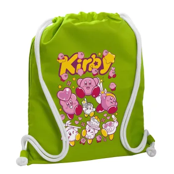 kirby, Τσάντα πλάτης πουγκί GYMBAG LIME GREEN, με τσέπη (40x48cm) & χονδρά κορδόνια