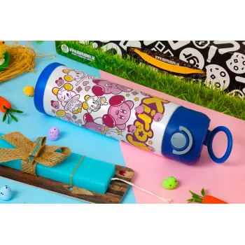 kirby, Πασχαλινή Λαμπάδα με Παιδικό παγούρι θερμό, ανοξείδωτο, με καλαμάκι ασφαλείας, ΜΠΛΕ (500ml)