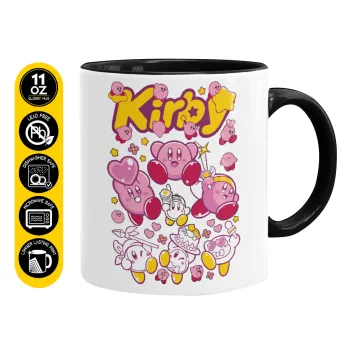 kirby, Κούπα χρωματιστή μαύρη, κεραμική, 330ml