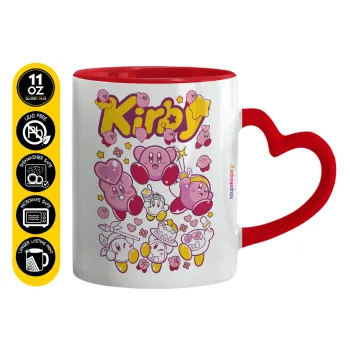 kirby, Mug heart red handle, ceramic, 330ml