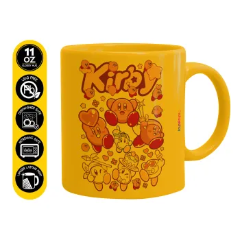 kirby, Κούπα, κεραμική κίτρινη, 330ml