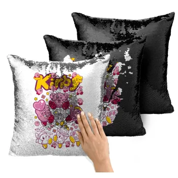 kirby, Μαξιλάρι καναπέ Μαγικό Μαύρο με πούλιες 40x40cm περιέχεται το γέμισμα