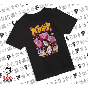 kirby, ΜΑΥΡΟ Άνετο παιδικό T-Shirt από 100% βαμβάκι, για κάθε μέρα. Vegan & OEKO-TEX πιστοποιημένο.