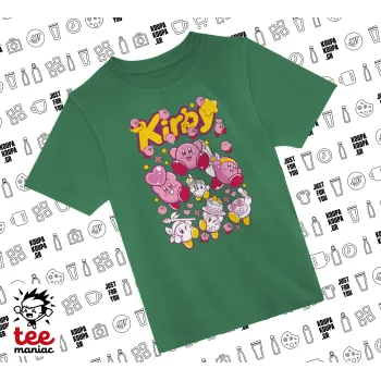 kirby, ΠΡΑΣΙΝΟ Άνετο παιδικό T-Shirt από 100% βαμβάκι, για κάθε μέρα. Vegan & OEKO-TEX πιστοποιημένο.