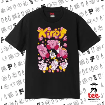 kirby, ΜΑΥΡΟ Κλασικό T-Shirt, διπλής ραφής, χωρίς πλευρικές ραφές από 100% βαμβάκι. Vegan & OEKO-TEX πιστοποιημένο.