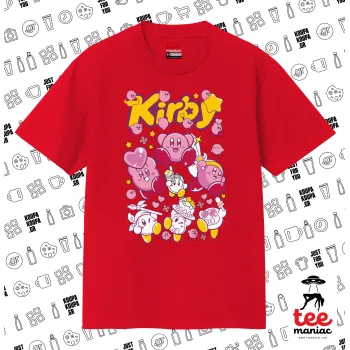 kirby, ΚΟΚΚΙΝΟ Κλασικό T-Shirt, διπλής ραφής, χωρίς πλευρικές ραφές από 100% βαμβάκι. Vegan & OEKO-TEX πιστοποιημένο.