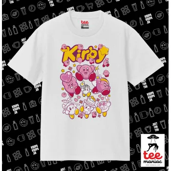 kirby, ΛΕΥΚΟ Κλασικό T-Shirt, διπλής ραφής, χωρίς πλευρικές ραφές από 100% βαμβάκι. Vegan & OEKO-TEX πιστοποιημένο.
