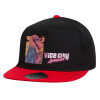 Καπέλο Flat Snapback, Μαύρο/Κόκκινο (100% ΒΑΜΒΑΚΕΡΟ,UNISEX, ONE SIZE)