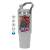 ΓΚΡΙ Travel Tumbler Θερμός με χερούλι και καλαμάκι 890ml