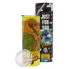 Neon Yellow Travel Tumbler θερμό, μεταλλικό καλαμάκι(Ανωξείδωτο 304 Food grade, BPA free, 600ml)