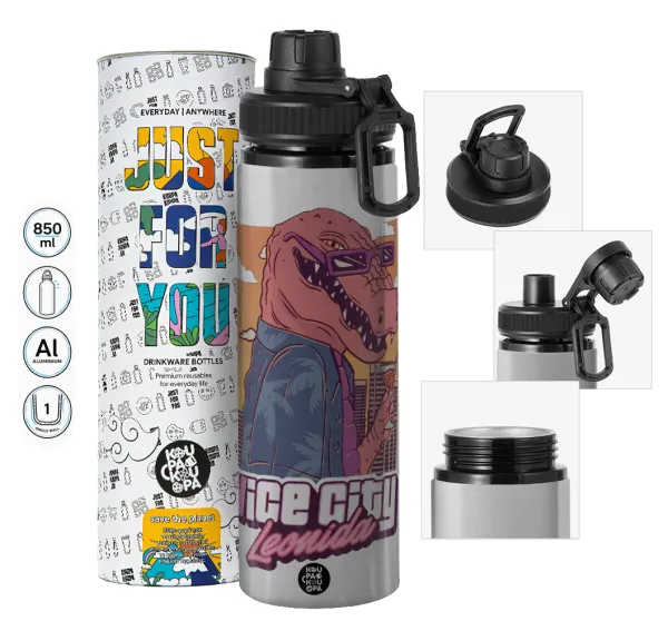 Vice City Leonida — Metallic water bottle with safety cap, 850ml aluminum