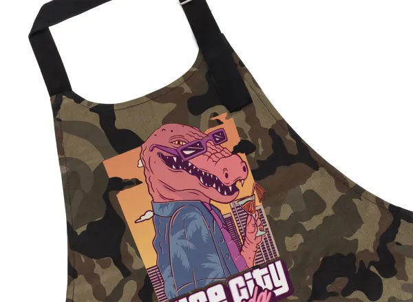 Vice City Leonida — Chef's cooking apron with pockets, cotton, camouflage (adult, 100% cotton)