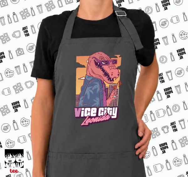 Vice City Leonida — GREY Ποδιά μαγειρικής μακριά Σεφ με τσέπες (ΕΝΗΛΙΚΩΝ, ΓΚΡΙ)