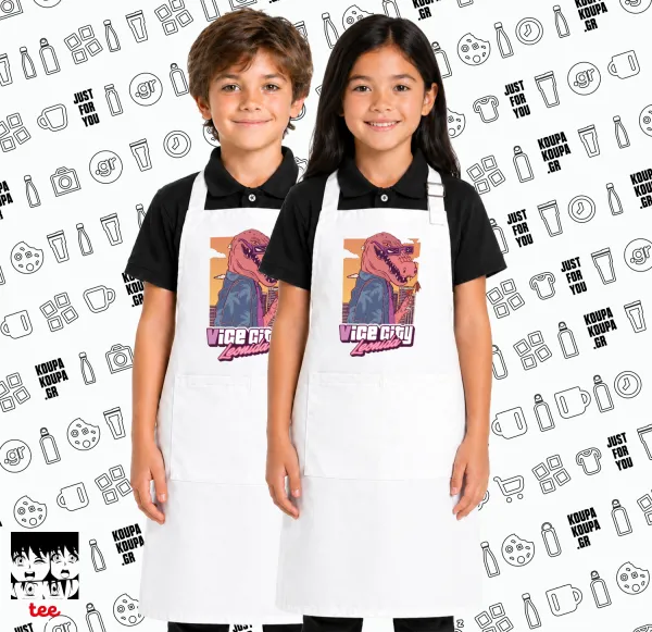 Vice City Leonida — White kids' cooking apron with pockets