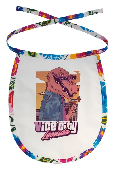 Vice City Leonida — Stain-resistant baby bib with tie, multicoloured