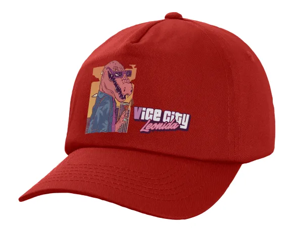 Vice City Leonida — Πεντάφυλλο Καπέλο Ενηλίκων Baseball, 100% Βαμβακερό,  Κόκκινο (ΒΑΜΒΑΚΕΡΟ, ΕΝΗΛΙΚΩΝ, UNISEX, ONE SIZE)