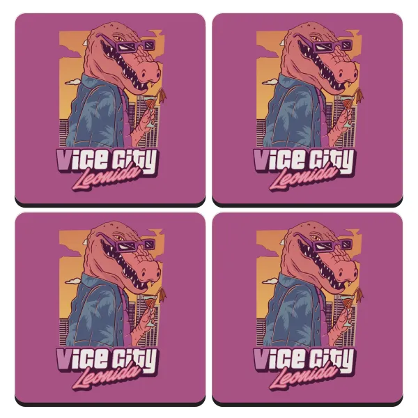 Vice City Leonida — Σουβέρ ξύλινα τετράγωνα (9cm)