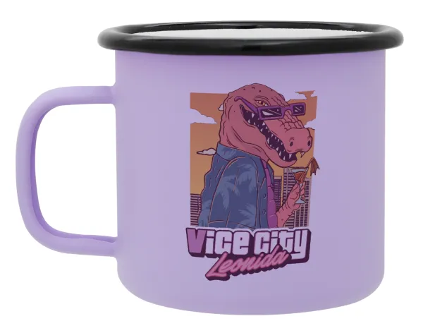 Vice City Leonida — Metal enamel mug, matte light pastel purple, 360ml