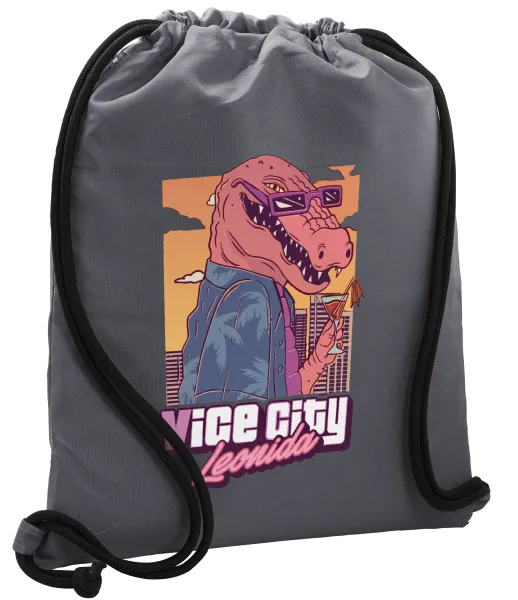 Vice City Leonida — Τσάντα πλάτης πουγκί GYMBAG ΓΚΡΙ, με τσέπη (40x48cm) & χονδρά κορδόνια